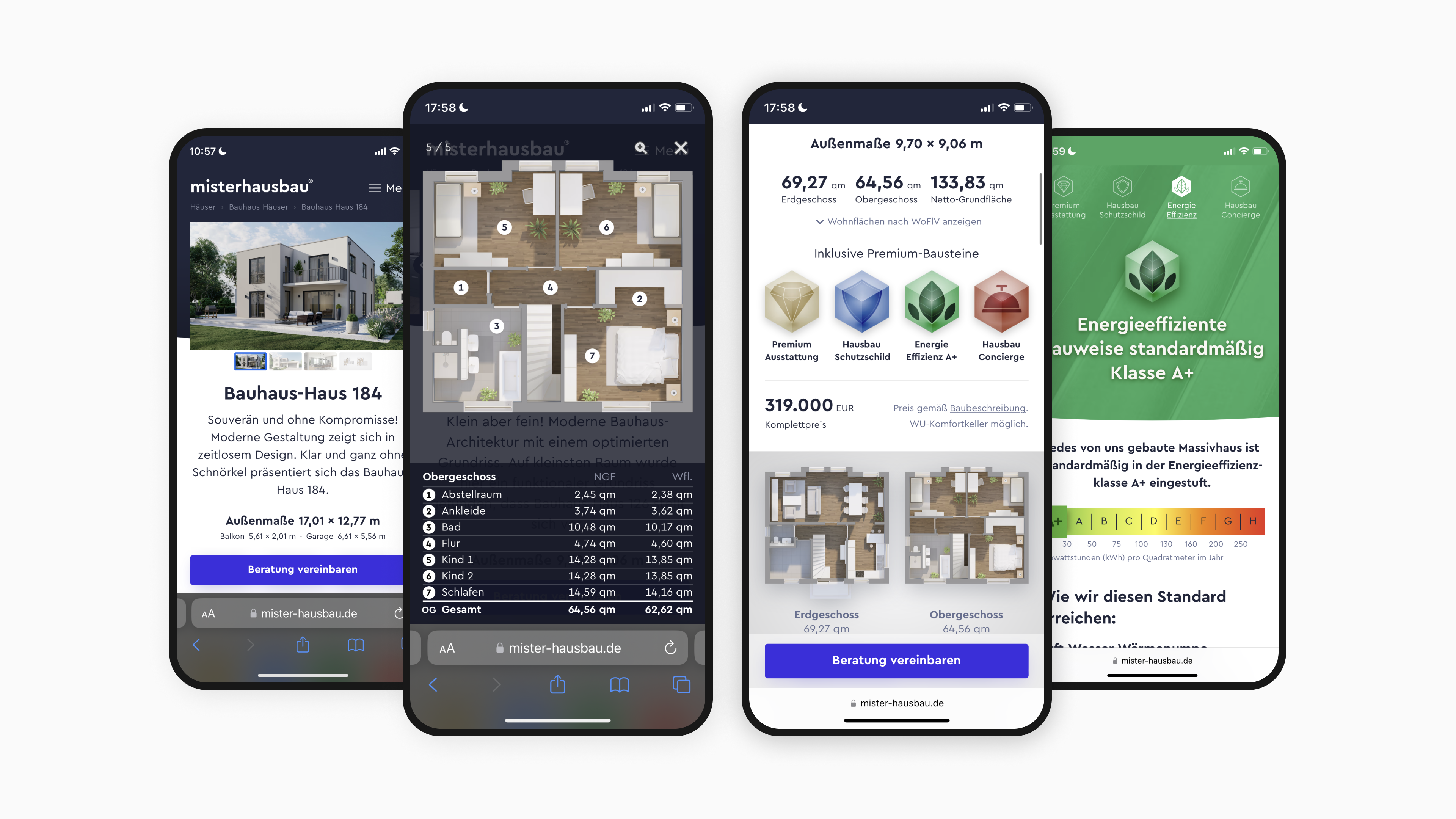 Mobile Ansichten des Webdesigns