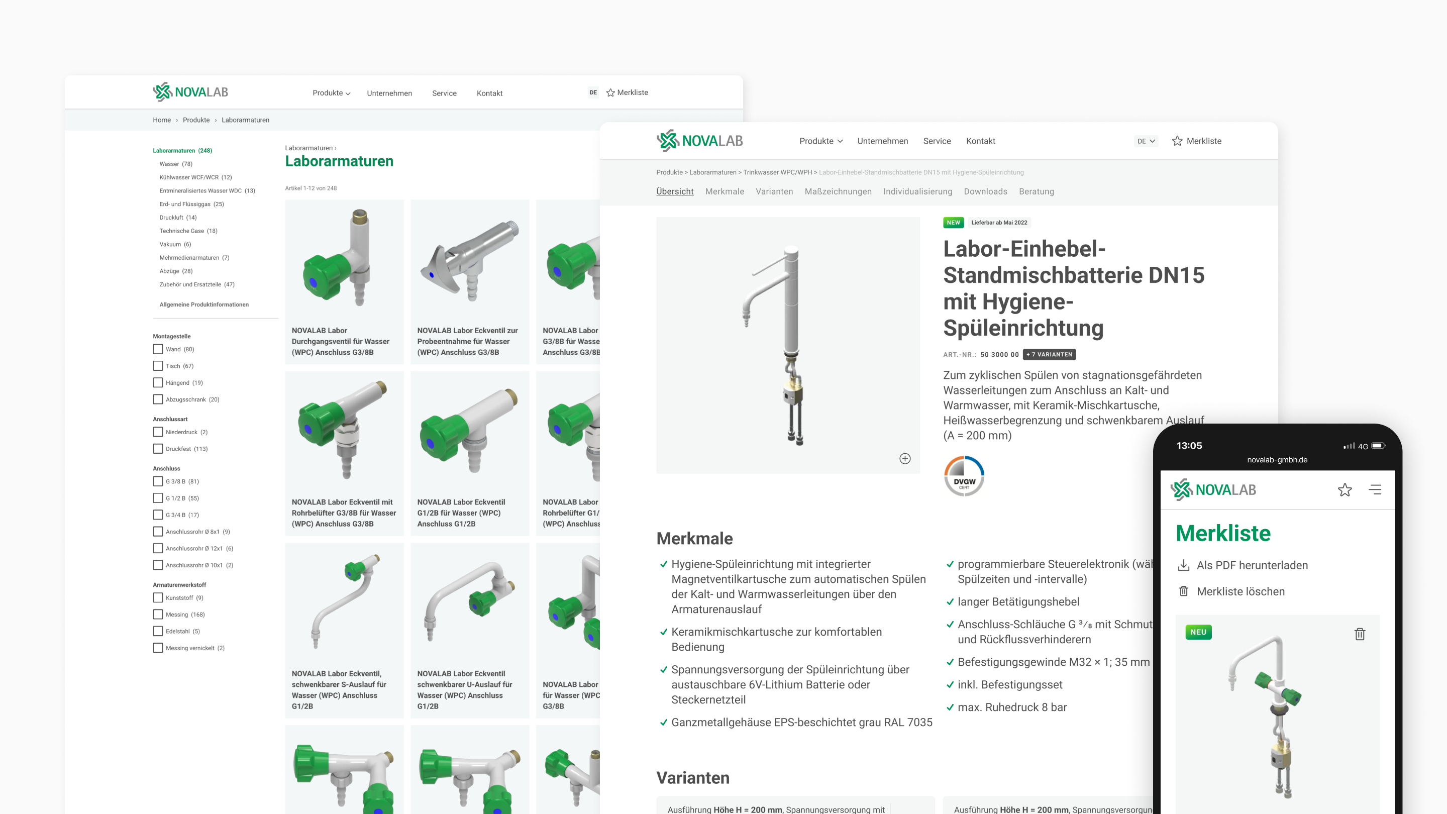 Produktübersicht neue Website